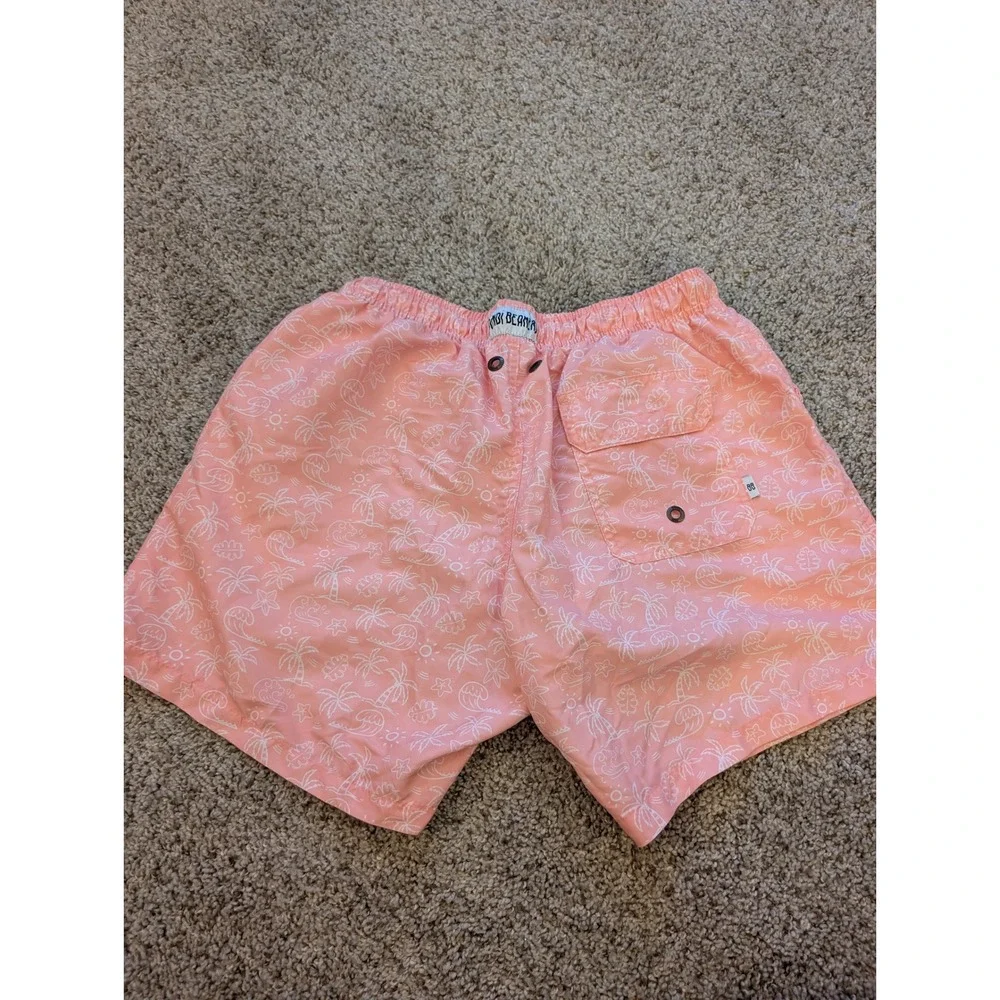 Binky Bro Mens Pink Palm Tree Print Swim Trunks Size Large Tropical Board Shorts